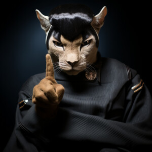 A cat resembling Spock from Star Trek, with its paws mimicking S...