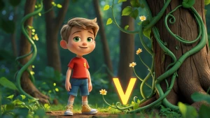 🆅 V — Vine
A cheerful little boy, around 5 years old, with shor...