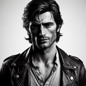 Black and White intensive old fashioned with few colour elements...