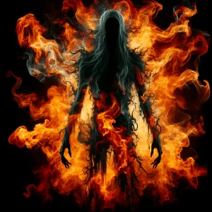Double exposure horror fire entity