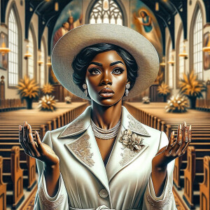 Render an airbrush oil painting of an African American woman wit...