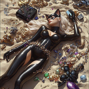 Photorealistic image of Felicia Hardy, also known as Black Cat f...