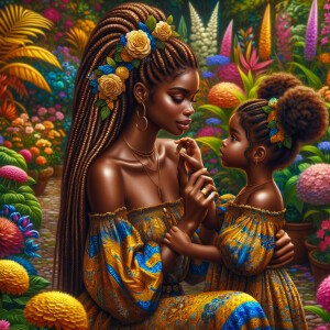 A tender depiction of a Bohemian mother with her child, both sty...