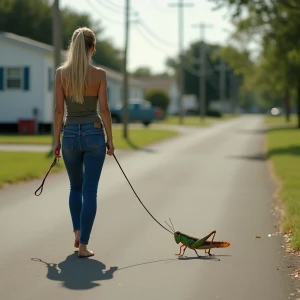 A person is standing in their front yard and sees A woman walkin...