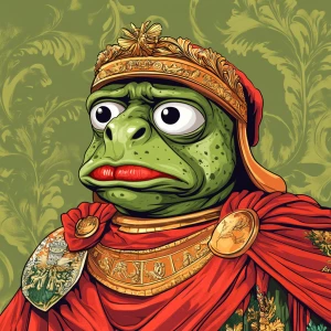 Pepe with pumped-up lips of a bright red color in carton style...