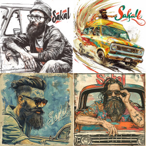 A drawing for advertising a beard growth product With the name "...