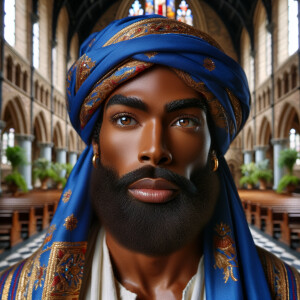 Create a slightly zoomed out portrait of an African-American man...