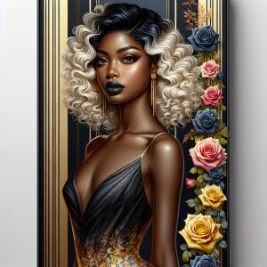 Create a vertical 3-D portrait of a light-skinned African-Americ...