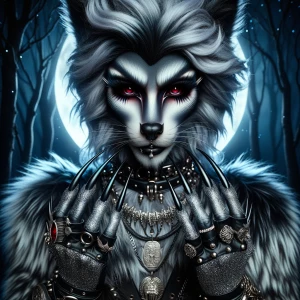 A wackily elegant glam-goth werewolf, every element exudes style...