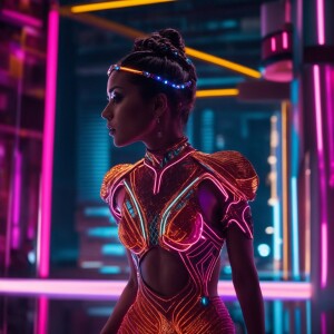 Avatar Futurista Minimalista**: Um personagem humanóide com pele...