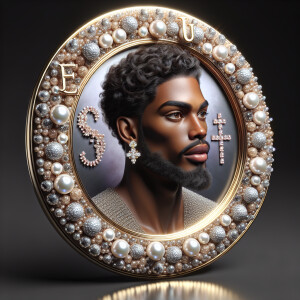 "Create a 3D realistic artwork featuring the phrase 'Jesus Saves...