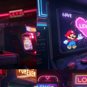 /imagine prompt: player’s eye view of a vintage CRT arcade cabin...