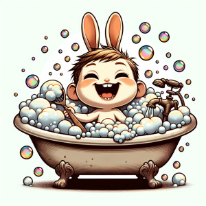 Character design A cute small Boy-rabbit Hybrid smiling taking A...