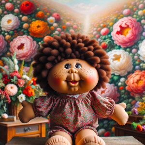 African-American cabbage patch doll with huge dimples, and freck...