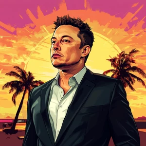 Elon Musk in GTA art style,  , in the style of a Grand Theft Aut...
