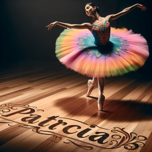 ballerina rainbow tutu dancing on the name Patricia