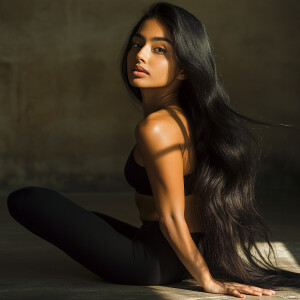 Indian model with long black hair and a beautiful, symmetrical f...