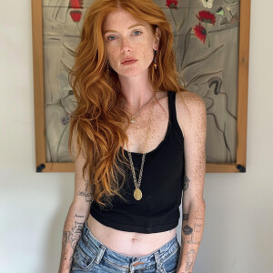 44 year old female, long beautiful ginger hair, pale skin with f...