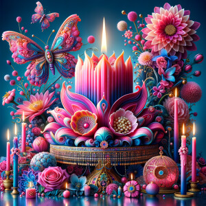 Craft a digital artwork that dramatically amplifies the colorful...