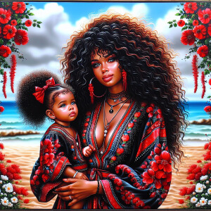 A tender depiction of a Bohemian mother with her child, both sty...