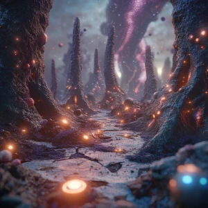 A 2.5D-style alien environment created to frame the alien hybrid...