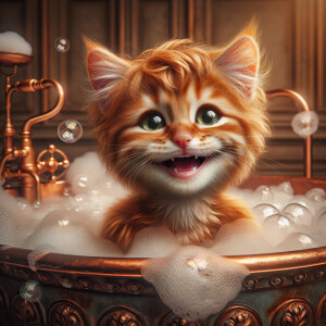 Character design A cute small Boy-kitten Hybrid smiling taking A...