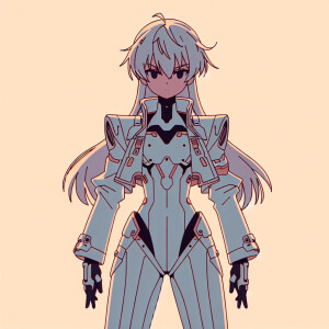 1990s anime screencap, girl a plugsuit, standing with hands on h...