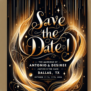Save the Date invitation that states Save the Date for the Marri...
