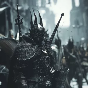 Design an image capturing a scene blending elements from the Dar...