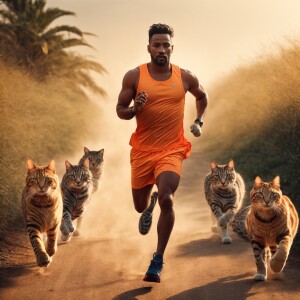 Sports man running while wearing shorts set banner