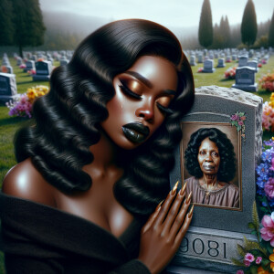 A beautiful light-skinned African-American woman with long wavy...