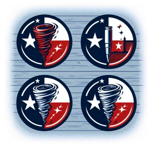 Design a circular logo for "Twisted Ballistics" featuring a styl...