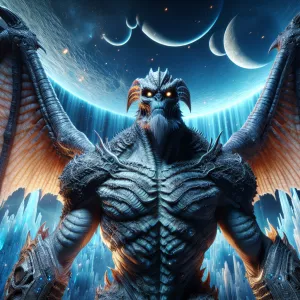 An imposing supernal --- with --- and ---, featuring --- and ---...