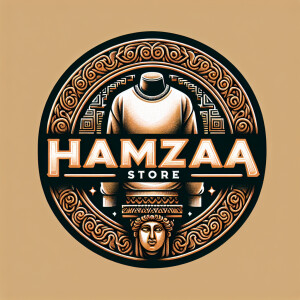 Create a realistic logo with the text "HAMZA STORE" and a pictur...