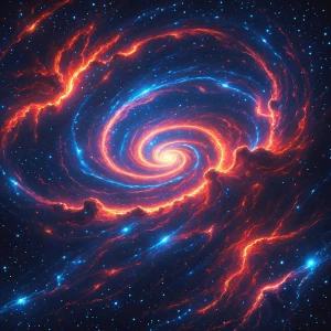 A mesmerizing galactic map, pulsating with neon hues and swirlin...