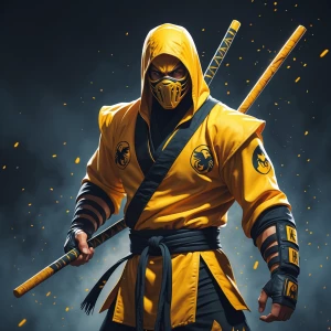 Design an original fan art depiction of the character Scorpion f...