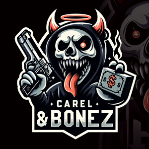 Design a logo with a stylized, animated demon dog influenced by...