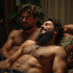 Hairy Mexican man who is showing off on the resting area with a...