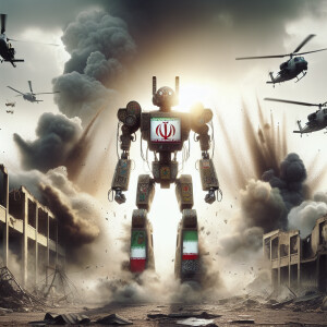 Iran as a transformer character, adorned with national values, p...