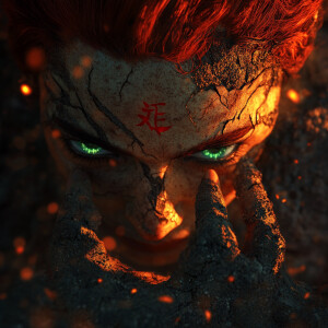 Create a hyper-ultra-realistic depiction of a character with int...