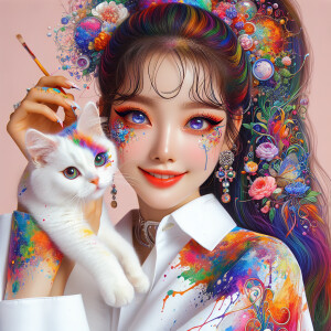 (solid background), ((multiple thick acrylic pigment vivid color...