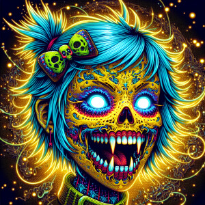 A l, animated portrait lisa simpson possessed visage: her face a...