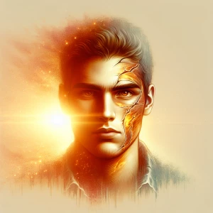 Create an image of an individual whose scars and healing wounds...