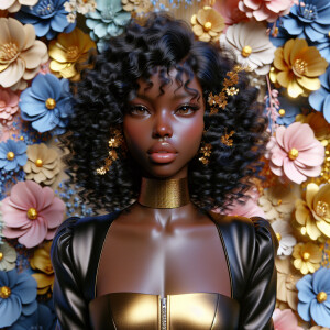 A photorealistic 3-D image of an African-American girl with ligh...