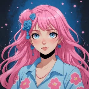 Kurnou from blue lock but girl pink hair full body showing