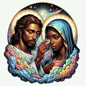 Ensure that the image distinctly represents both Jesus Christ an...
