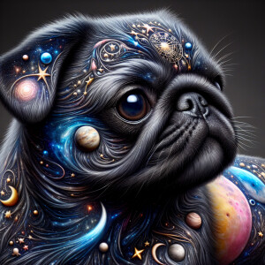 An adorable pug influenced by astrology and the beauty in the co...