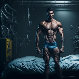 Country guy showing off huge bulging in the bed legs ever