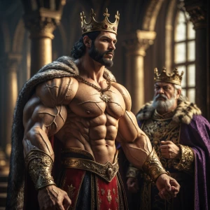The muscular prince was bulging showing off the goods to the kin...