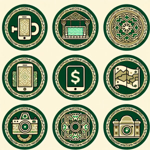 round covers for those highlights on Instagram. in green and bei...